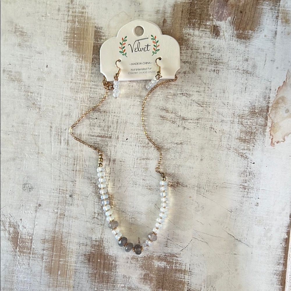 Velvet Gold and Cream Beaded Necklace